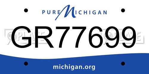 GR77699 Michigan License Plate