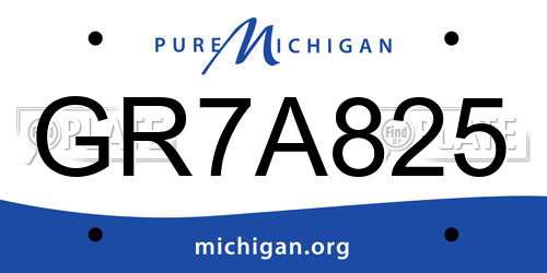 GR7A825 Michigan License Plate