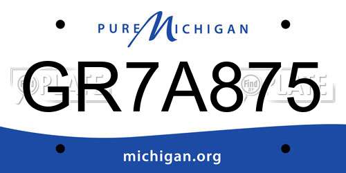 GR7A875 Michigan License Plate