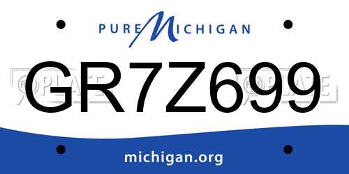 GR7Z699 Michigan License Plate