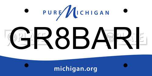 GR8BARI Michigan License Plate