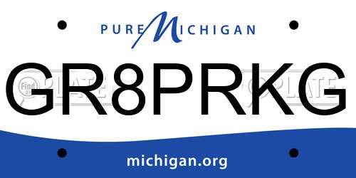 GR8PRKG Michigan License Plate