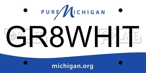 GR8WHIT Michigan License Plate