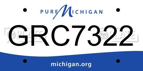 GRC7322 Michigan License Plate