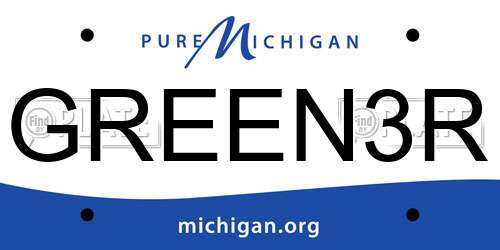 GREEN3R Michigan License Plate