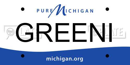 GREENI Michigan License Plate
