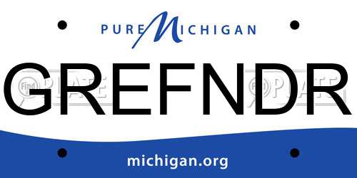 GREFNDR Michigan License Plate