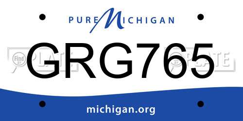 GRG765 Michigan License Plate