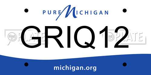 GRIQ12 Michigan License Plate