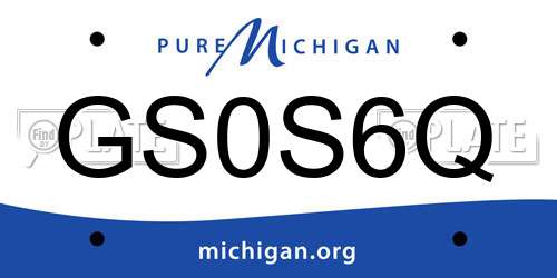 GS0S6Q Michigan License Plate