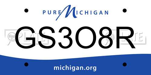 GS3O8R Michigan License Plate