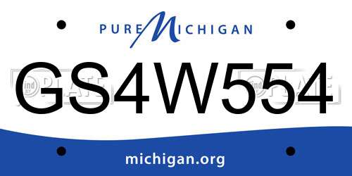 GS4W554 Michigan License Plate
