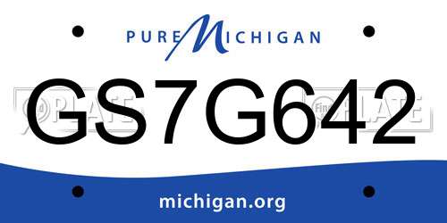 GS7G642 Michigan License Plate