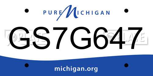 GS7G647 Michigan License Plate