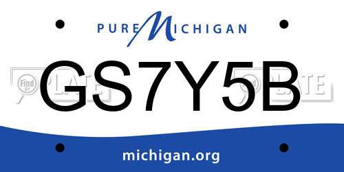 GS7Y5B Michigan License Plate