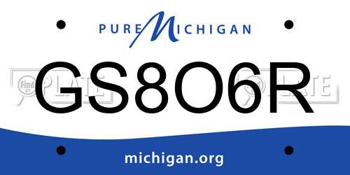 GS8O6R Michigan License Plate