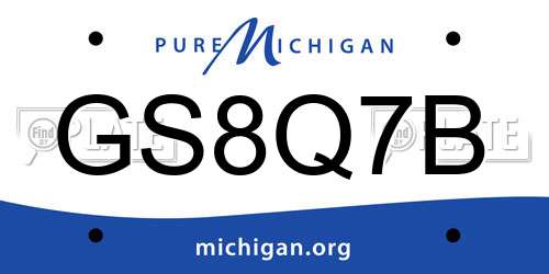 GS8Q7B Michigan License Plate
