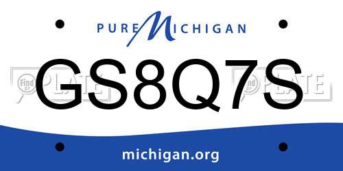 GS8Q7S Michigan License Plate