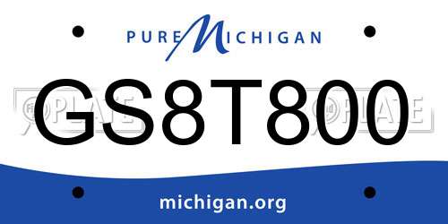 GS8T800 Michigan License Plate