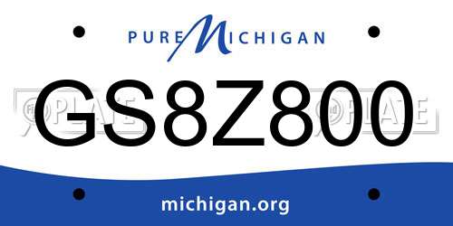 GS8Z800 Michigan License Plate