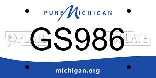 GS986 Michigan License Plate