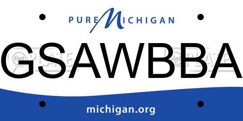 GSAWBBA Michigan License Plate