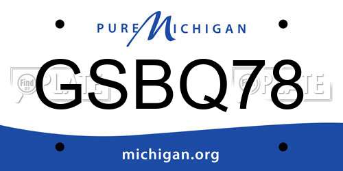 GSBQ78 Michigan License Plate