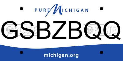 GSBZBQQ Michigan License Plate