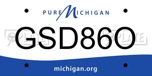 GSD86O Michigan License Plate