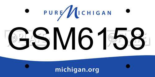 GSM6158 Michigan License Plate