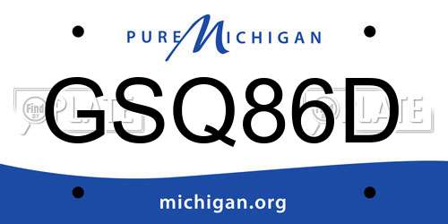GSQ86D Michigan License Plate