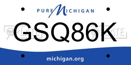 GSQ86K Michigan License Plate