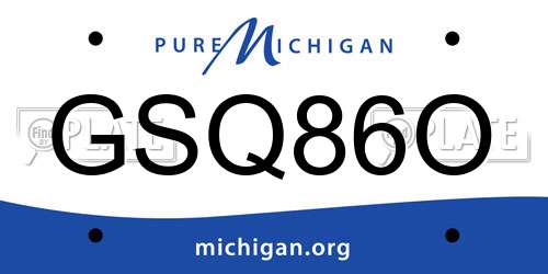 GSQ86O Michigan License Plate