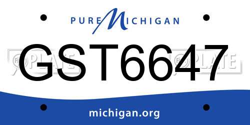 GST6647 Michigan License Plate