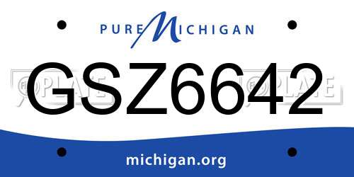 GSZ6642 Michigan License Plate