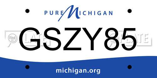 GSZY85 Michigan License Plate