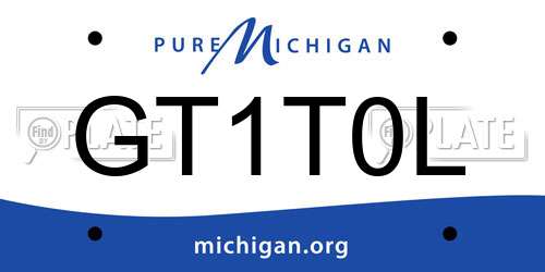 GT1T0L Michigan License Plate