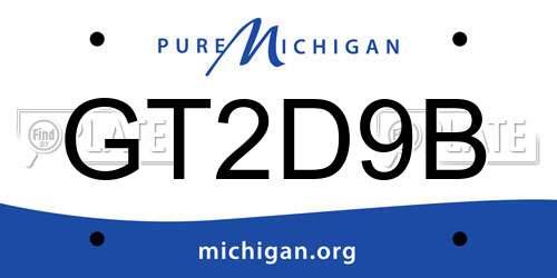 GT2D9B Michigan License Plate