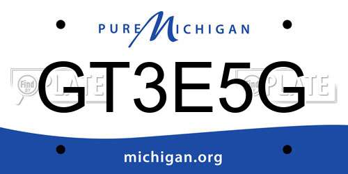 GT3E5G Michigan License Plate