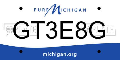 GT3E8G Michigan License Plate