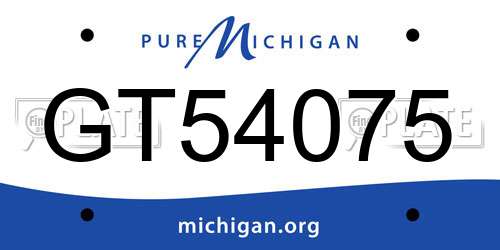 GT54075 Michigan License Plate