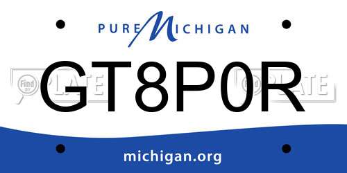 GT8P0R Michigan License Plate