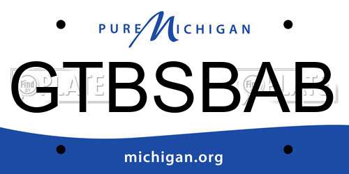GTBSBAB Michigan License Plate