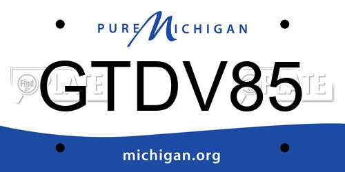 GTDV85 Michigan License Plate