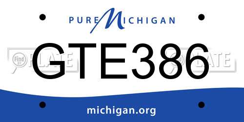 GTE386 Michigan License Plate