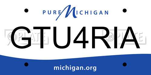 GTU4RIA Michigan License Plate