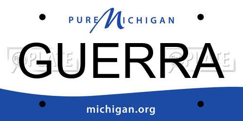 GUERRA Michigan License Plate
