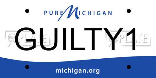 GUILTY1 Michigan License Plate
