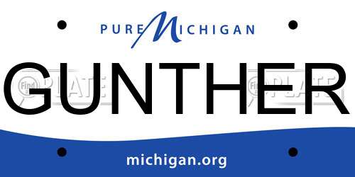 GUNTHER Michigan License Plate