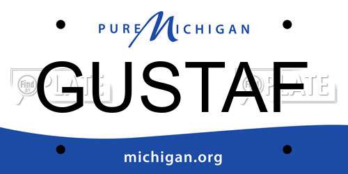 GUSTAF Michigan License Plate